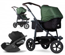 TFK mono 2 olive Luftrad Kinderwagen Set + Cybex Babyschale Cloud T