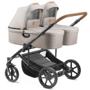 Jedo Duo Twin 2024 Geschwisterkinderwagen 1 Wanne 2 Sportsitze Farbe 51 sand